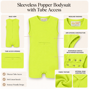 Body de Tubo Elástico de Algodón |   Traje Sensorial Sin Mangas con Cremallera para Niños, Ropa de Pierna Larga de Fácil Acceso, Ajuste Suave y Cómodo - Product Image 3