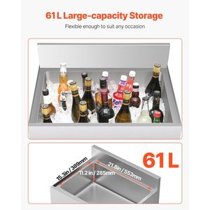 Contenitore per Ghiaccio in Acciaio Inox da 61 L per Cucine Commerciali, con Coperchio Scorrevole 24 X 19 X 37, Portabottiglie Regolabili - Product Image 2