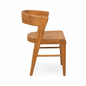 Chaise de salle à manger contemporaine en teck massif, dossier incurvé, assise sculptée - Design moderne, écologique et durable pour une utilisation à la maison et en extérieur - Product Image 3