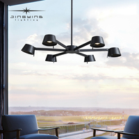 Lustre araignée multi-têtes noir de style industriel Luminaire suspendu décoratif à LED pour salon et restaurant