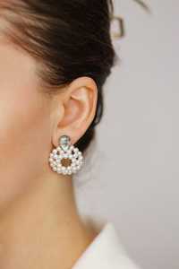 Beaded Pearl Wreath Hoop Earrings With <b>Abalone</b> <b>Shell</b> Stud Earrings Bridal Gift For Women - Product Image 2