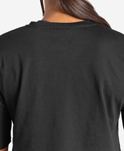 Camiseta Corta de Alta Calidad para Mujer, Color Negro, Cuello Redondo, Tejido de Punto, Color Sólido, Informal, Transpirable, Ecológica, Precio Bajo - Product Image 3