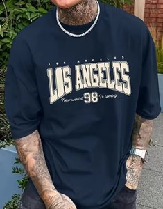 Camiseta de Manga Corta para Hombre, Talla Grande, Transpirable, Antiarrugas, Ecológica, de Algodón Grueso, con Logotipo Personalizado, Corte Holgado, Venta al Por Mayor - Product Image 1