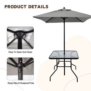 Ensemble de salle à manger d'extérieur en métal noir pour 4 personnes, table et chaises de jardin avec parasol pour repas en plein air - Product Image 4