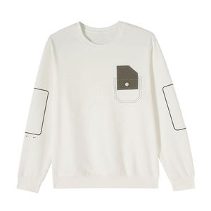 2026 Winter Custom High Quality Cotton Blend Unisex Hoodies OEM with Animal Print Rhinestone Chest Pocket Long Sleeve Crew Neck - Product Image 4