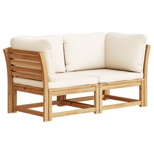 Juego de Muebles de Jardín de Madera de Acacia Sólida Color Crema, Sofás de Jardín Elegantes 100% Poliéster - Product Image 2