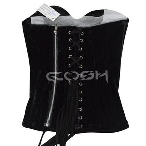 Top Corset de Terciopelo Negro de Alta Calidad al por Mayor, sin Tirantes, con Cintura Ajustable y Cordones Cruzados Delanteros, Lencería para Fiestas - Product Image 6