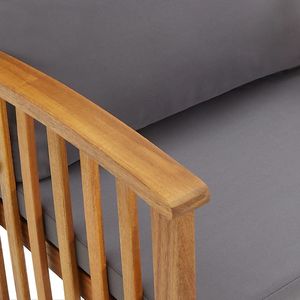 Set Lounge da Giardino con Cuscini Grigio Scuro e Legno Naturale - Product Image 6