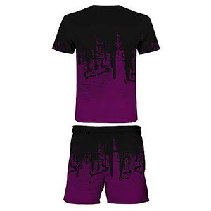 Men's Printed T-Shirt and Shorts <b>Set</b> Summer Casual Wear Breathable Polyester <b>Knitted</b> Outfit for summer <b>set</b> - Product Image 2