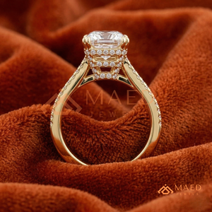 <b>Custom</b> 14K 18K Yellow Gold Radiant Cut Diamond <b>Ring</b> Double Row Split Shank Lab Grown Diamond Engagement <b>Ring</b> - Product Image 3