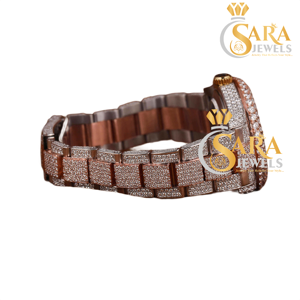 Montre pour homme en acier inoxydable blanc glacé de qualité export, entièrement sertie de cristaux, aspect diamant véritable, mouvement mécanique, édition limitée - Product Image 3