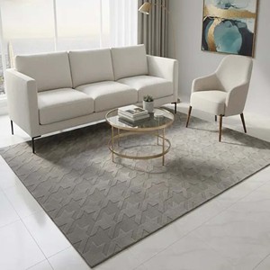 Modern Handloom Minimalist Grey Area Rug Soft Embossed Carpet for Anti Slip <b>Floor</b> Mat for Living Room Bedroom Office Hotel Use - Product Image 1