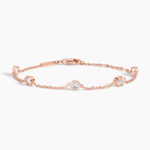 Bracelet minimaliste en or rose 14 carats plaqué rhodium, certifié IGI, 0,45 ct, pierres brillantes cultivées en laboratoire, serti de cinq pierres, bijoux fins - Product Image 1