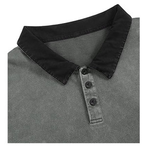 เสื้อโปโลโอเวอร์ไซส์ผู้ชาย ผ้าคอตตอนวินเทจเนื้อหนา แขนสั้น สไตล์ลำลอง ยูนิเซ็กส์ สตรีทแวร์ ทรงหลวม สไตล์เรโทร - Product Image 4