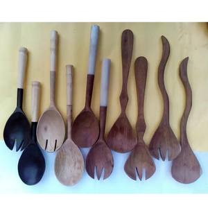 ชุดช้อนไม้หัตถกรรมอินเดีย2ชิ้นชุดที่หรูหราปลอดภัยสำหรับการทำอาหารผสมครัวใช้เป็นของขวัญในงานปาร์ตี้ - Product Image 1