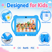 Tablet Educativa Infantil OEM de 7 Pulgadas, Android 12, 4GB 32GB, Funda Antigolpes, Protección Ocular, Control Parental, Tablet OEM para Niños
