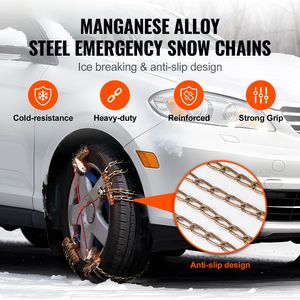 16 cadenas de nieve de acero de aleación de manganeso engrosadas, 8-8.8/205, para neumáticos de 225 mm de ancho, tamaño 185/60r14, tracción de emergencia para ruedas - Product Image 2