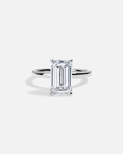 Bagues de fiançailles unisexes de luxe en or 14 carats avec diamant de laboratoire taille émeraude serti à griffes, certifié IGI, HPHT CVD, créé en laboratoire - Product Image 2