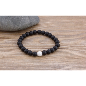 Natural Stone Black White Beads Couple <b>Bracelet</b> Adjustable Rope Yoga Jewelry Gift for Men Women - Product Image 6