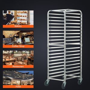 20-Tier Bun Pan Rack with Brake Wheels Commercial Aluminum <b>Racking</b> Trolley for Half Full Sheet <b>Storage</b> Bakery Equipment - Product Image 3