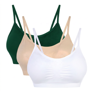 Women Sports Bra Neck Light Support Yoga Breathable Solid Color White Beige Black - Product Image 4