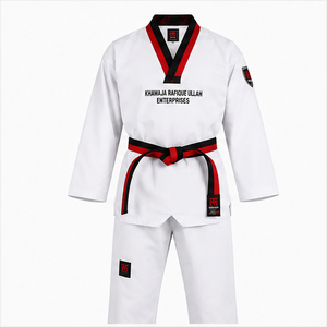 Uniforme de Taekwondo Khawaja Rafique Ullah Enterprises, Blanco, de Algodón Transpirable, Unisex, para Adultos, Ropa de Artes Marciales - Product Image 1