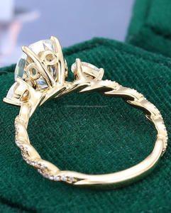 Igi Lab เติบโตแบบวินเทจ14K สีเหลืองทองทองทองแหวนแต่งงาน/หมั้นเพชรวงรีตัดใช้ได้ทั้งชายและหญิงสมบูรณ์แบบ - Product Image 2