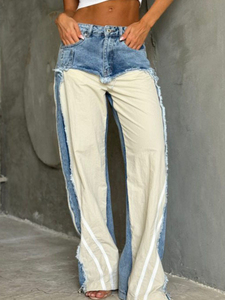 Jean décontracté sur mesure pour homme, coupe droite, en coton, ajusté, respirant, taille mi-haute, en denim tricoté, délavé, coloré, séchage rapide, été - Product Image 2