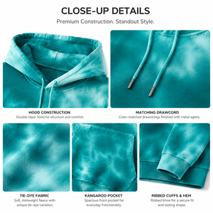 Custom Logo Unisex Oversized <b>Tie</b> Dye Hoodie Streetwear Teal Blue Pullover Fleece Cotton <b>Men</b> Women Sweatshirt Wholesale 2026 - Product Image 4