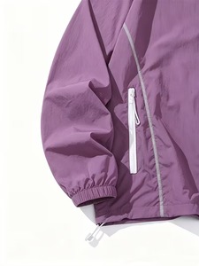 Unisex Purple Soft Shell Hooded <b>Jacket</b> Water Resistant Zipper Closure Oversized Fit Adults All Seasons Outdoor Wear Wind Breaker - Product Image 3