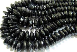 Perles facettées rondes en spinelle noire naturelle, coupe allemande, 8-12 mm, brin de 8 pouces de long - Product Image 2