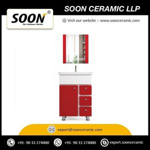 ตู้ห้องน้ำ SOON Modern Lems พร้อมกระจก อ่างเซรามิก ทาสีขาว PVC แบบตั้งพื้น ขนาด 51 x 41 x 76 ซม. - Product Image 2
