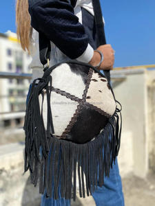 Stylish Cowhide Fur Sling Bag Handbag New Western Collection of Fringe Crossbody Shoulder Round Bags Women's Multi Uses Bag - Product Image 2