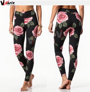 Custom Sublimated Knitted Mid Waist Stretch Breathable Compression High Quality Invisible <b>Pocket</b> Women's Yoga <b>Leggings</b> for Gym - Product Image 3