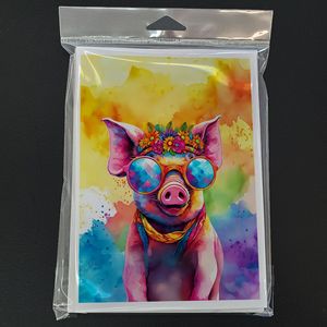 Whimsical A7 Size <b>5x7</b> Pack of 8 NEW Hippie Animal Pig Blank Note Cards with <b>Envelopes</b> Greeting Cards - Product Image 3