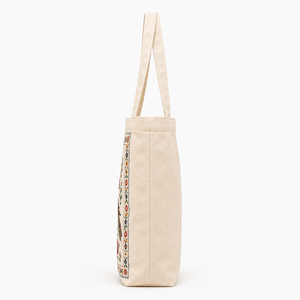 Custom Cotton <b>Canvas</b> <b>Beach</b> Tote Bag with Long Handle Floral Bird Pattern for Promotional Use - Product Image 4
