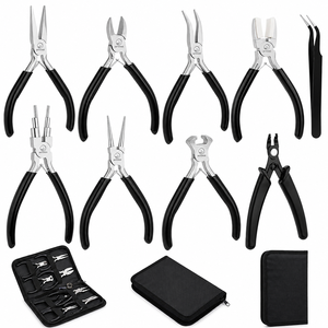 Lot de 10 outils de bijouterie en acier inoxydable avec pinces, pincettes et ouvre-anneaux pour projets de torsion de fil - Product Image 1