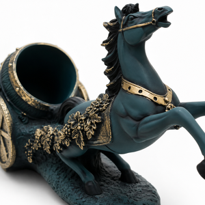 Porte-bouteille de vin en polyrésine de luxe en forme de chariot de chevaux, sculpture décorative, support à vin de table pour la décoration de bar à domicile - Product Image 4