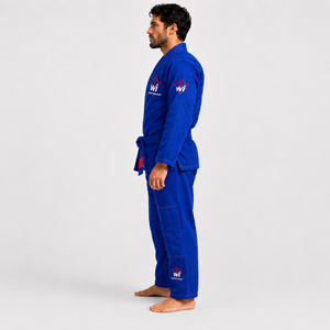 WI BJJ Kimono <b>Blue</b> 100% Cotton Durable Regular Fit Men's Martial Arts Wear Kit - Product Image 3
