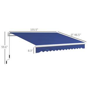 Toldo de Patio con Marco de Aluminio, 13x8 Pies, Retráctil, Resistente a los Rayos UV, con Manivela, Protección Solar, Resistente al Viento, Plegable, Azul Medianoche, para Terrazas - Product Image 3