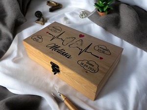 Boîte en bois de pin gravée au laser sur mesure, boîte en bois naturelle gravée au laser, boîte à bijoux, boîte de rangement, accessoire de loisirs créatifs en gros - Product Image 2