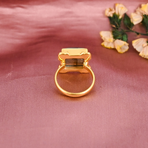 แหวนทองเหลืองชุบทองประดับพลอยลาบราดอไรต์ธรรมชาติสำหรับผู้หญิง - Product Image 3
