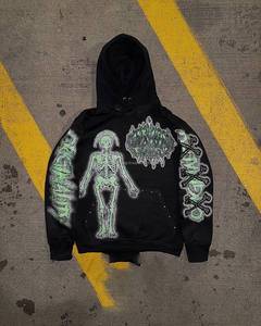 Sudadera con capucha de lavado ácido Vintage personalizable para hombre 100% algodón logotipo personalizado bordado estampado de calavera patrón sólido de invierno - Product Image 1