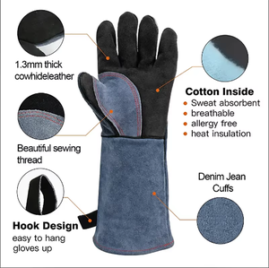 Gants de soudage en cuir de vachette robustes, résistants à la chaleur, gants de travail de sécurité pour soudeurs industriels - Product Image 5