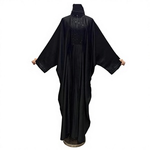 Abaya de gros modeste de Dubaï, perlée et pailletée, à manches longues, traditionnelle musulmane, faite à la main, pour mariage, respirante, col en V pour femme - Product Image 6