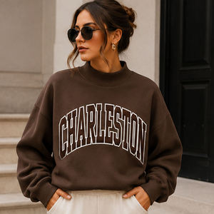 Sweat-shirts à capuche imprimés Charleston style preppy, unisexe, coupe ample, col montant, molleton épais 100% coton, vente en gros - Product Image 3