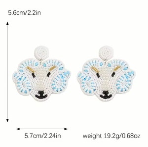 Pendientes de botón clásicos unisex con letras, hechos a mano, de cuentas de cristal multicolor con diseño floral, novedades para profesores, ideales para bodas y fiestas. - Product Image 4