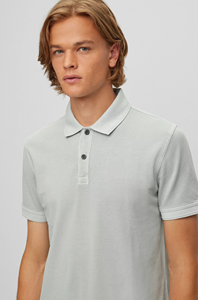 Polo de Manga Corta Gris Claro para Hombre con Logotipo Personalizado, 100% Algodón, Tela Oxford, Casual, Transpirable, Teñido Liso, Corte Regular - Product Image 4