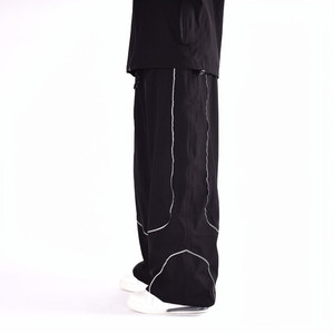 Pantalon de ski imperméable noir d'hiver avec surpiqûres blanches, taille élastique, style ample, pantalon de snowboard pour homme adulte, respirant - Product Image 1