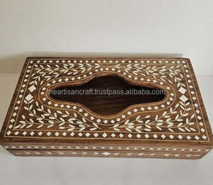 Cubierta de Caja de Pañuelos Ecológica con Incrustaciones de Nácar y Madera Hecha a Mano, Elegante Portapañuelos de Estilo Americano para el Hogar, Oficina y Baño - Product Image 3